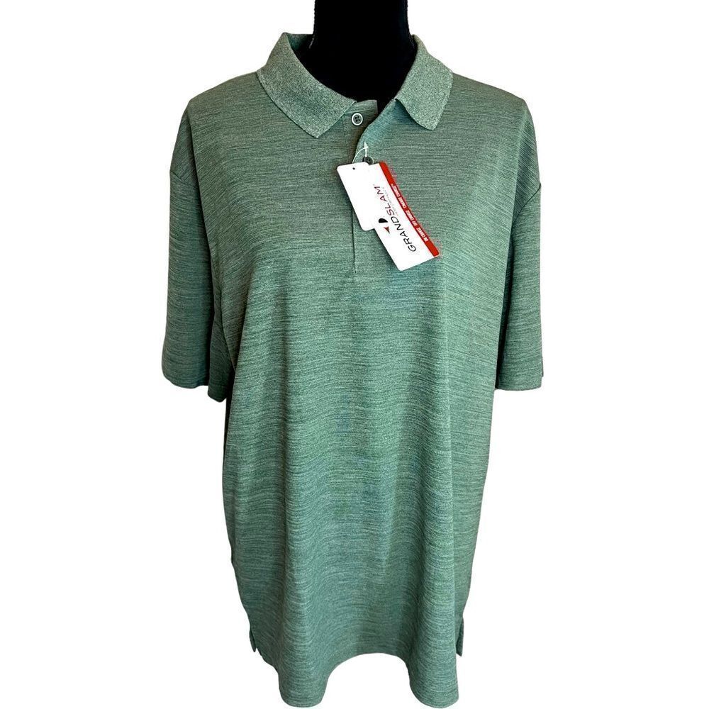 NWT‎ GRAND SLAM GREEN/GRAY PERFORMANCE STRETCH QUICK DRY MENS POLO SIZE XL